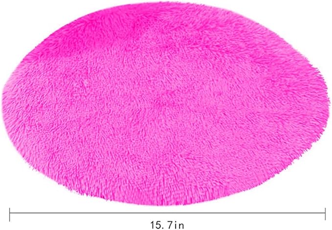 39 Inch Plush Dog Bed Mat Warm Fluffy Round Puppy Crate Pad with Anti-Slip Waterproof Bottom Soft Comfy Pet Kennel Mat for Small and Medium Dogs Sleeping(Rose Red)