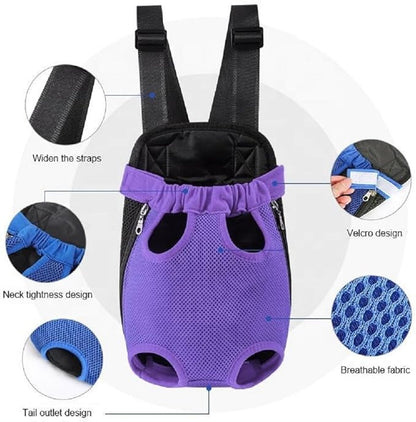 Cat Carrier Backpack, Carrier for Small Dogs Cats Sling Backpack Travel Bag, Pet Backpack Bag for Hiking Travel Camping Outdoor Hold Pets Up to 15 Lbs (Color : Purple, Size : Small)