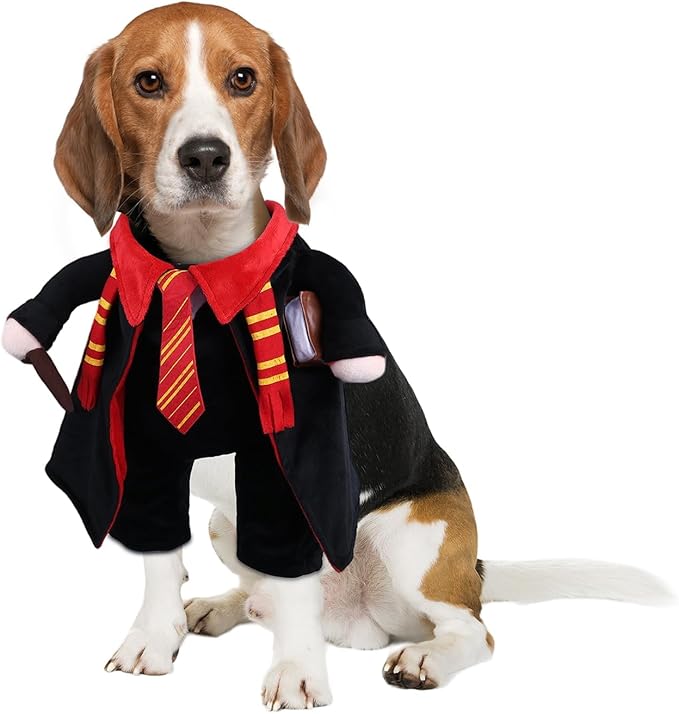 DELIFUR Dog Halloween Wizard Costume - Pet Adorable Fantacy Clothes Cat Cosplay Holiday Apparel Dress Up for Small Medium Dog Funny Outfit Adjustable (Medium)