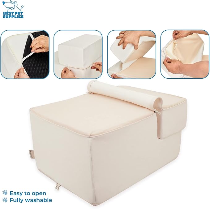 Best Pet Supplies Foldable Foam Pet Steps for Small Dogs and Cats 3-Step