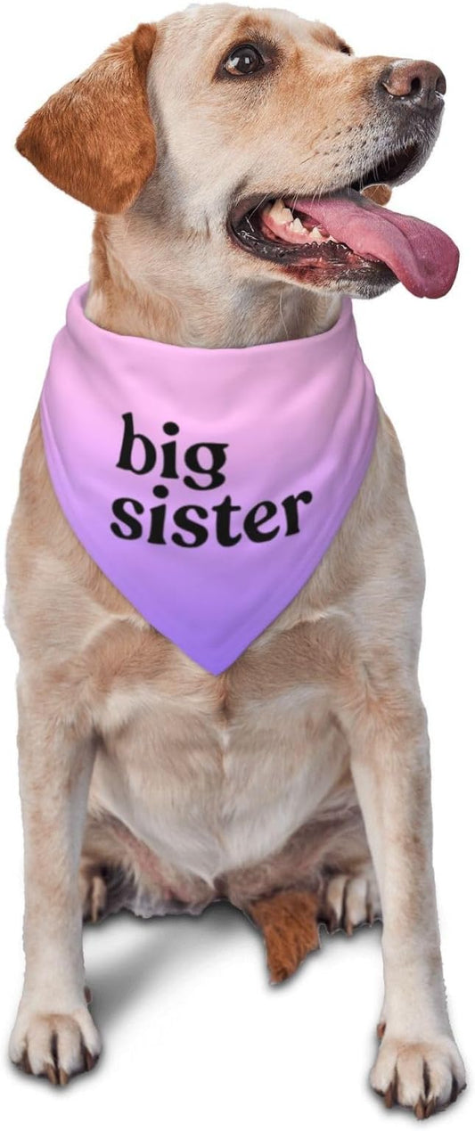 Big Sister Dog Bandana,Baby Announcement Dog Bandana,Gender Reveal,Pet Scarf, Pet Accessories for Photo Props Accessories (Gradient purple)