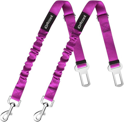 Dog seat Belt 2 Pack Adjustable Elastic Durable Nylon Pet Dog Car Seat Belt Pet Puppy Safety Leash Leads Car Vehicle Seatbelt for Dogs,Cats and Pets (Purple)