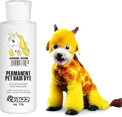 OPAWZ Permanent Dog Hair Dye, Pet Hair Dye Safely Used by Grooming Salons for a Decade, Pet Safe Dye Lasts Over 20 Washes, Bright Color for Dogs and Horses (Glorious Yellow)