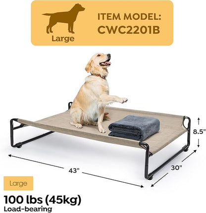 Veehoo Large Elevated Dog Bed with Flannel Dog Blanket CWC2201B