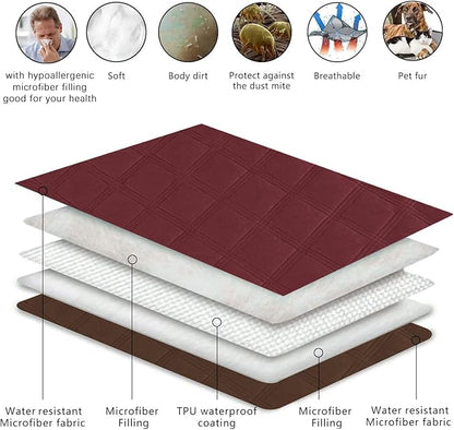 SUNNYTEX Waterproof & Reversible Dog Bed Cover Pet Blanket Sofa, Couch Cover Mattress Protector Furniture Protector for Dog, Pet, Cat (Burgundy+Chocolate), 30*70 inches