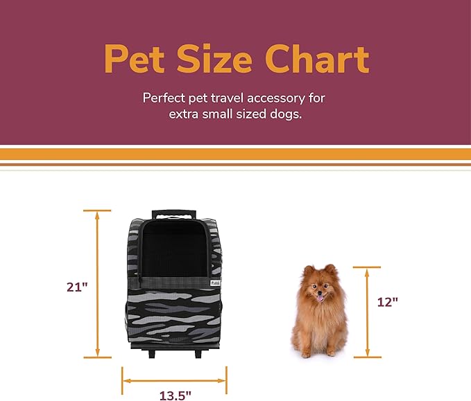 Ollie & Hutch Kaya Pet Carrier Trolley for Travel with Shock Absorbent Wheels 6286889