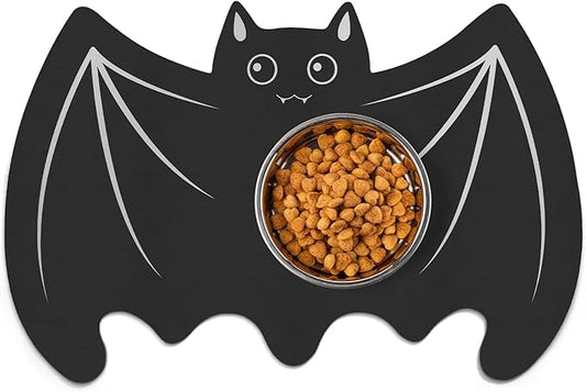 Halloween Pet Mats for Food and Water Dog Cat Food Mats Pet Feeding Mat Anti-Slip No Stains Quick Dry Floors Waterproof Placemat Pet Food Bowl Mat Pet Accessories - 23.6" x 15.7" Bat