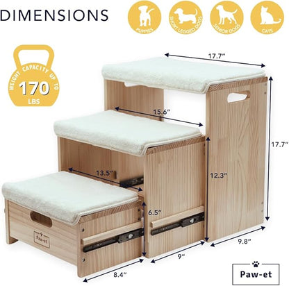 Nesting Wooden Pet Stairs/Pet Steps 3 Steps