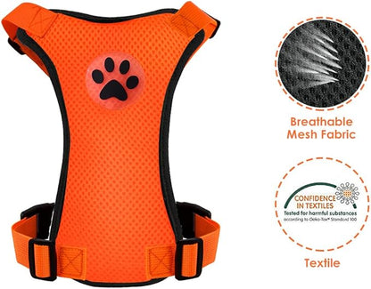 Lukovee Dog Seat Belt for Car, Adjustable Dog Car Harness for Large Medium Small Dogs, Soft Padded & Breathable Mesh Dog Seatbelt with Car Vehicle Connector Strap (Orange,XX-Small)