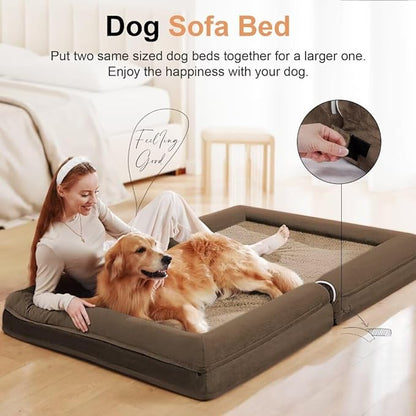 Large Dog Bed Orthopedic Washable: Beds Bolster XL Bed Large Big Dogs Memory Foam Couch Sofa Waterproof with Removable Cover