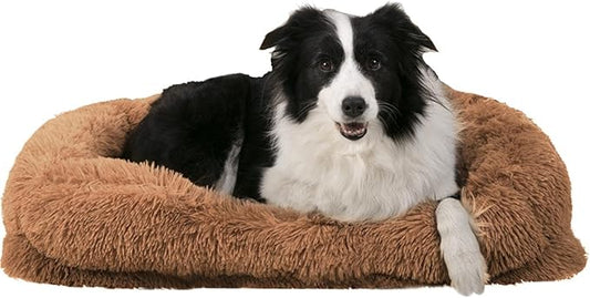 Dog Beds for Large Dogs Large Fluffy Plush Dog Bed Cat Bed Dog Crate Pad Washable Dog Crate Bed Pet Bed Sleeping Mat (Large