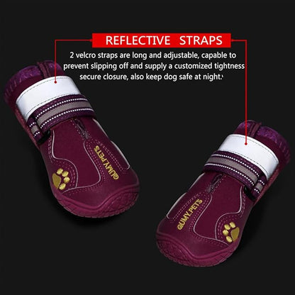 QUMY Dog Shoes for Large Dogs, Medium Dog Boots & Paw Protectors for Winter Snowy Day, Summer Hot Pavement, Waterproof in Rainy Weather, Outdoor Walking, Indoor Hardfloors Anti Slip Sole Purple Size 6