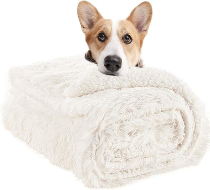 LOCHAS Luxury Fluffy Dog Blanket 40''x60'' Cream