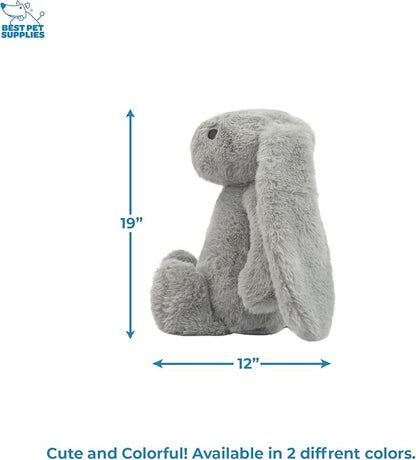 Best Pet Supplies Interactive Bunny Buddy Dog Toy with Crinkle and Squeaky Enrichment for Small and Medium Breed Puppies or Dogs, Cute and Plush - Bunny (Gray)