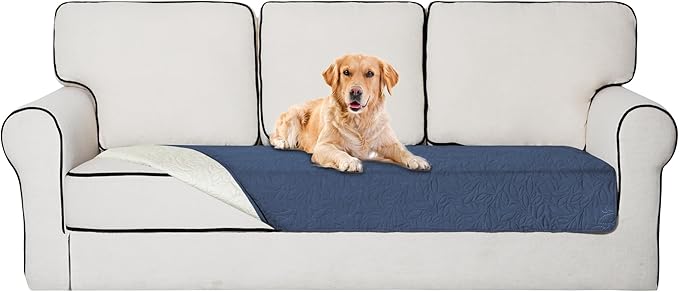 Easy-Going Waterproof Dog Bed Cover Reversible Leak Proof Pet Blanket Replacement Mat for Furniture Washable Couch Cover Sofa Cover for Dogs Cat(30x70 Inch, Navy/Ivory)