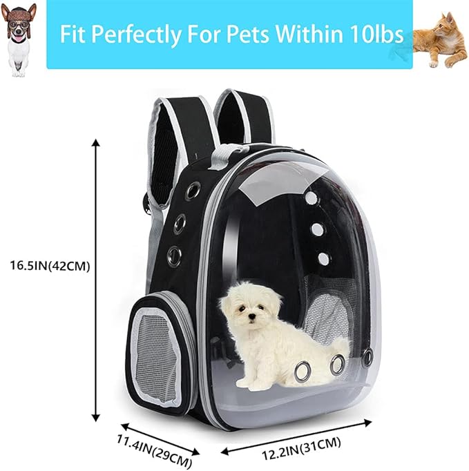 Cat Backpack Carrier Bubble, Dog Backpack Carrier for Small Dogs, Kitty Backpack, Pet Carrier Backpack, Bubble Backpack Pet Carrier, Large Cat Backpack for Hiking Travel and Outdoor Use (Black-2)