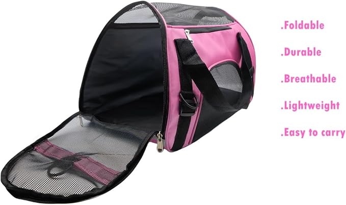 Pet Carrier Airline Approved Cat Carrier Dog Carrier for Medium Small Cats Small Puppy Kitten,Dog Cat Pet Travel Carrier (Medium, Pink)