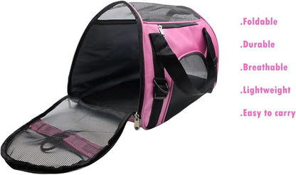 Pet Carrier Airline Approved Cat Carrier Dog Carrier for Medium Small Cats Small Puppy Kitten,Dog Cat Pet Travel Carrier (Medium, Pink)