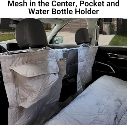 Deluxe Quilted and Padded Dog Pet Car Back Seat Cover with Comforting Fabric 62"x94", Grey