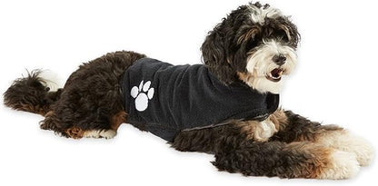 Bone Dry Pet Robe Collection, Embroidered Absorbent Microfiber Bath Robe with Adjustable Closure, for Dogs & Cats, Small, Black