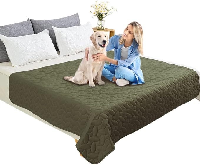 Ameritex Pet Bed Cover Dog Bed Blanket for Sofa and Furniture Waterproof New Pattern Design (68x82 Inch, Green)