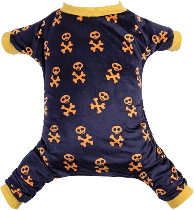 CuteBone Dog Halloween Pajamas Skull Clothes Soft Puppy Pjs for Small Dogs P247L