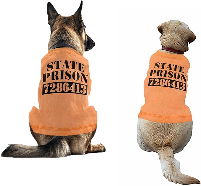 Dog Prisoner Costume,Orange Jailbird Inmate Prison Dog Outfit,Halloween Costume for Pets