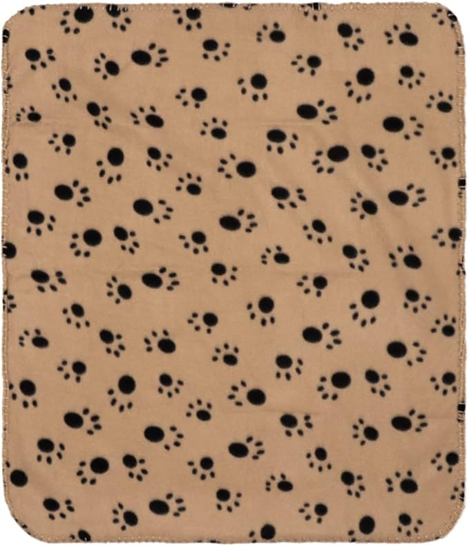 iplusmile Microfiber Pet Bath Towel Dog Towel Super Absorbent Dog Drying Towel Double- Sided Fleece Blankets for Dogs (Beige Background with Black Paws)