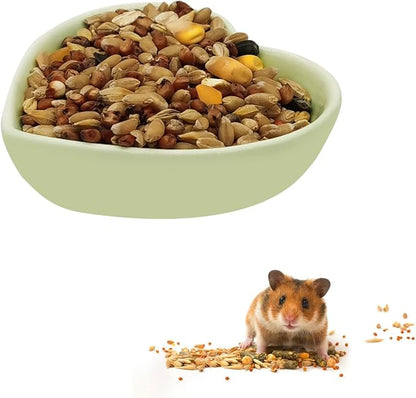 Ceramic Hamster Food Bowl, 1.2oz Durable Heart Hamster Water Dish for Hamsters/Birds/Snakes/Turtle, Easy to Wash and Prevent Tipping (Green, 1pcs)