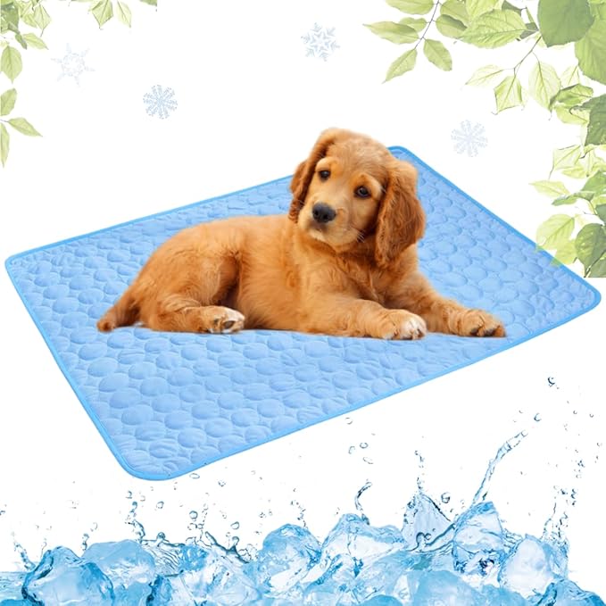 Dog Cooling Mat Washable Seats(Blue,15x19in)