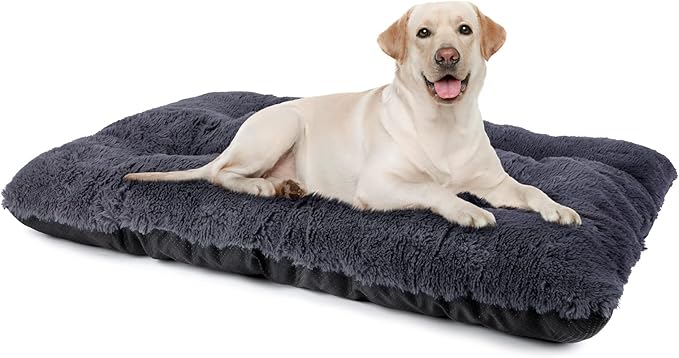 JOEJOY Large Dog Bed Crate Pad 35" x 21", Grey
