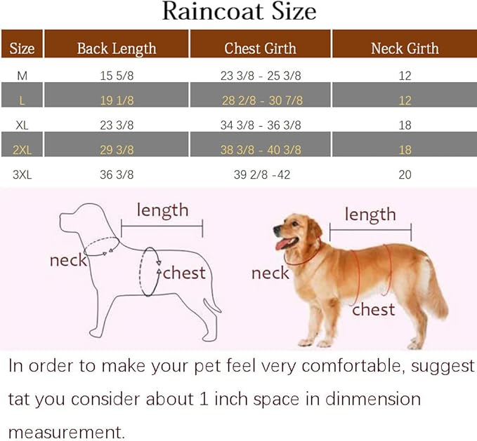 NACOCO Large Dog Raincoat Adjustable Pet Water Proof Clothes Lightweight Rain Jacket Poncho Hoodies with Strip Reflective (M