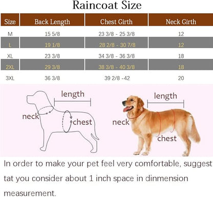 NACOCO Large Dog Raincoat Adjustable Pet Water Proof Clothes Lightweight Rain Jacket Poncho Hoodies with Strip Reflective (M