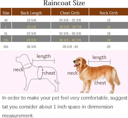 NACOCO Large Dog Raincoat Adjustable Pet Water Proof Clothes Lightweight Rain Jacket Poncho Hoodies with Strip Reflective (XL