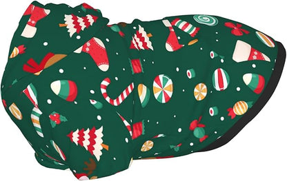 Christmas Dog Costume, Christmas Deer Tree Print Hoodie Winter Christmas Cosplay Clothes Sweaters Outfits Pullover Pets' Sweatshirt Hoodies with Pocket for Medium Large Dogs-XXL