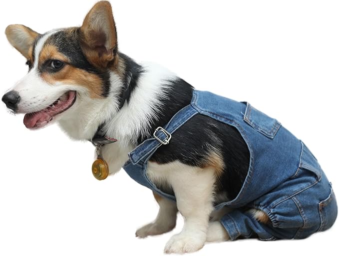 Dog Denim Jumpsuit Overalls, Dog Jeans Overalls Clothes, Puppy Costumes for Small Medium Dogs Cat (X-Small)