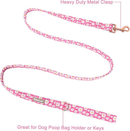 Spring Dog Leash Durable Handmade Pink Daisy Flower 150cm