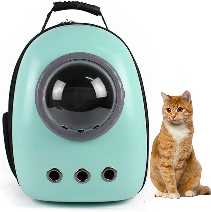 Pet Travel Carrier, Cat Dog Dome Space Capsule Bubble Backpack, Portable Waterproof Breathable Knapsack for Hiking, Traveling (Green 1)