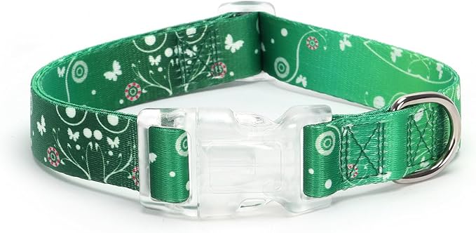 Floral Print Puppy Dog Collar for Small Medium Large Dogs Collars with Quick Release Buckle for Girls Female Dog Soft Nylon Comfortable Durable Pet Collar (NO2, M)