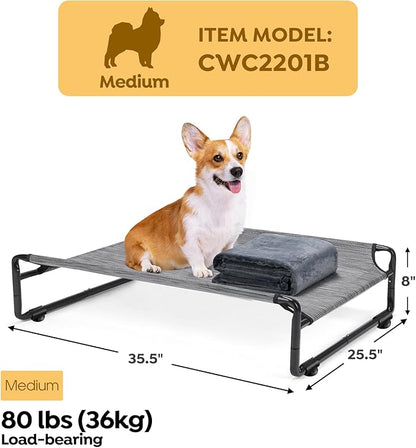 Veehoo Medium Elevated Dog Bed with Flannel Dog Blanket CWC2201B