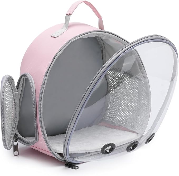 Small Animal Carrier Backpack Space Capsule Bubble Window Carrier Backpack for Lizard Guinea Pig (Pink)