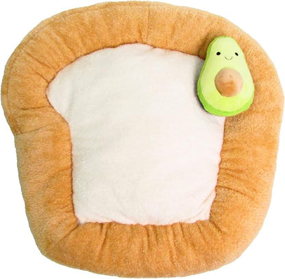 TONBO Soft Plush Small Cute and Cozy Food Dog Cat Bed, Washer and Dryer Friendly (Avocado Toast)