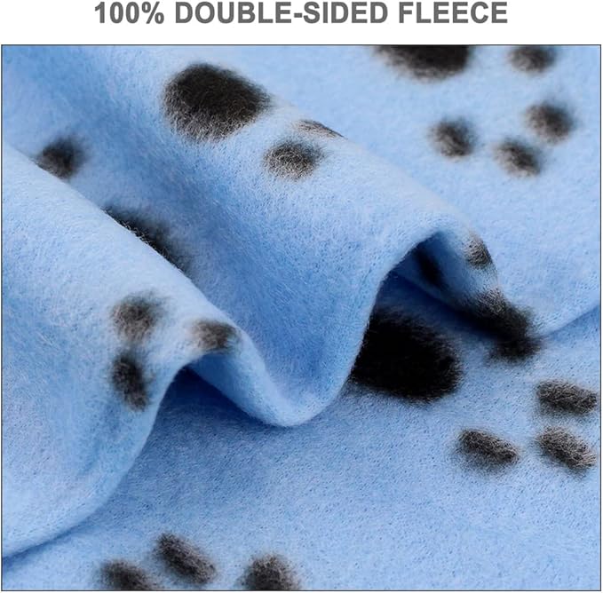 EAGMAK Cute Dog Cat Fleece Blankets with Paw Prints for Kitten Puppy and Small Animals Pack of 6 (Black, Brown, Blue, Grey, red and White)