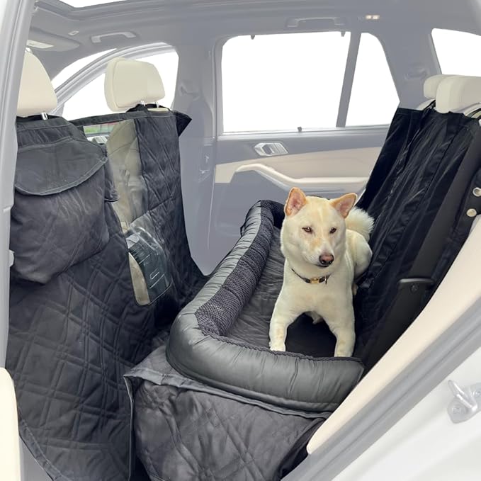 Formosa Covers Premium Heavy Duty Dog Bed Kid Car Back Seat Cover with PetGuard 56" x 94" Black