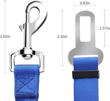 Dog seat Belt 2 Pack Adjustable Elastic Durable Nylon Pet Dog Car Seat Belt Pet Puppy Safety Leash Leads Car Vehicle Seatbelt for Dogs,Cats and Pets (Blue)