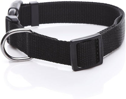 Adjustable Nylon Dog Collar, pet Collar 1 Inch 3/4 Inch 5/8 Inch Wide, for Large Medium Small Dogs(5/8 Inch, Black)