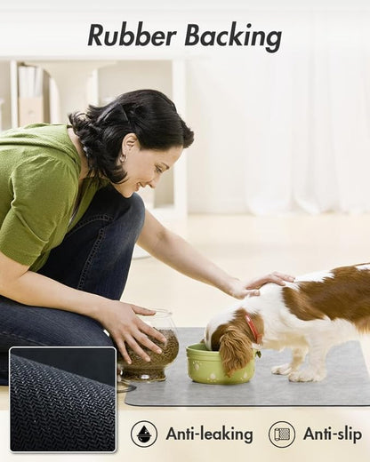 MontVoo-Absorbent Pet Feeding Mat-No Stains Dog Mat for Food and Water Bowl-Quick Dry Dog Cat & Dog Food Mat Water Dispenser Mat-Pet Supplies Mat-Dog Water Bowl Mat (17"x28"