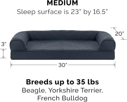 Furhaven Memory Foam Dog Bed for Medium/Small Dogs w/ Removable Bolsters & Washable Cover 35 lbs