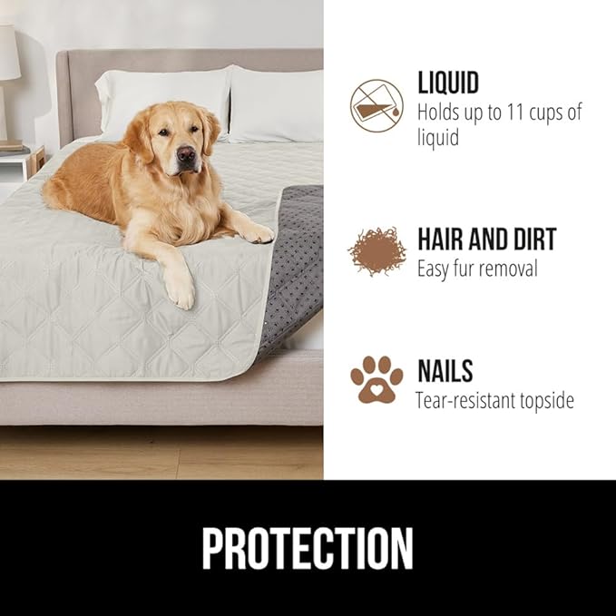 Gorilla Grip 100% Waterproof Dog Blanket 82x102, Pet Friendly Throw Essential for Large Pets, Dogs, Cats, Tear and Slip Resistant Leakproof Couch Cushion Bed Protector Cover for Indoor Furniture Taupe