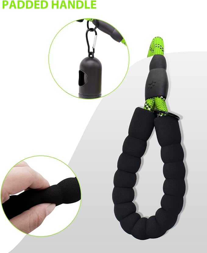 Dog Leash Heavy Duty 4/5/6FT Reflective 6'*1/2'', Green